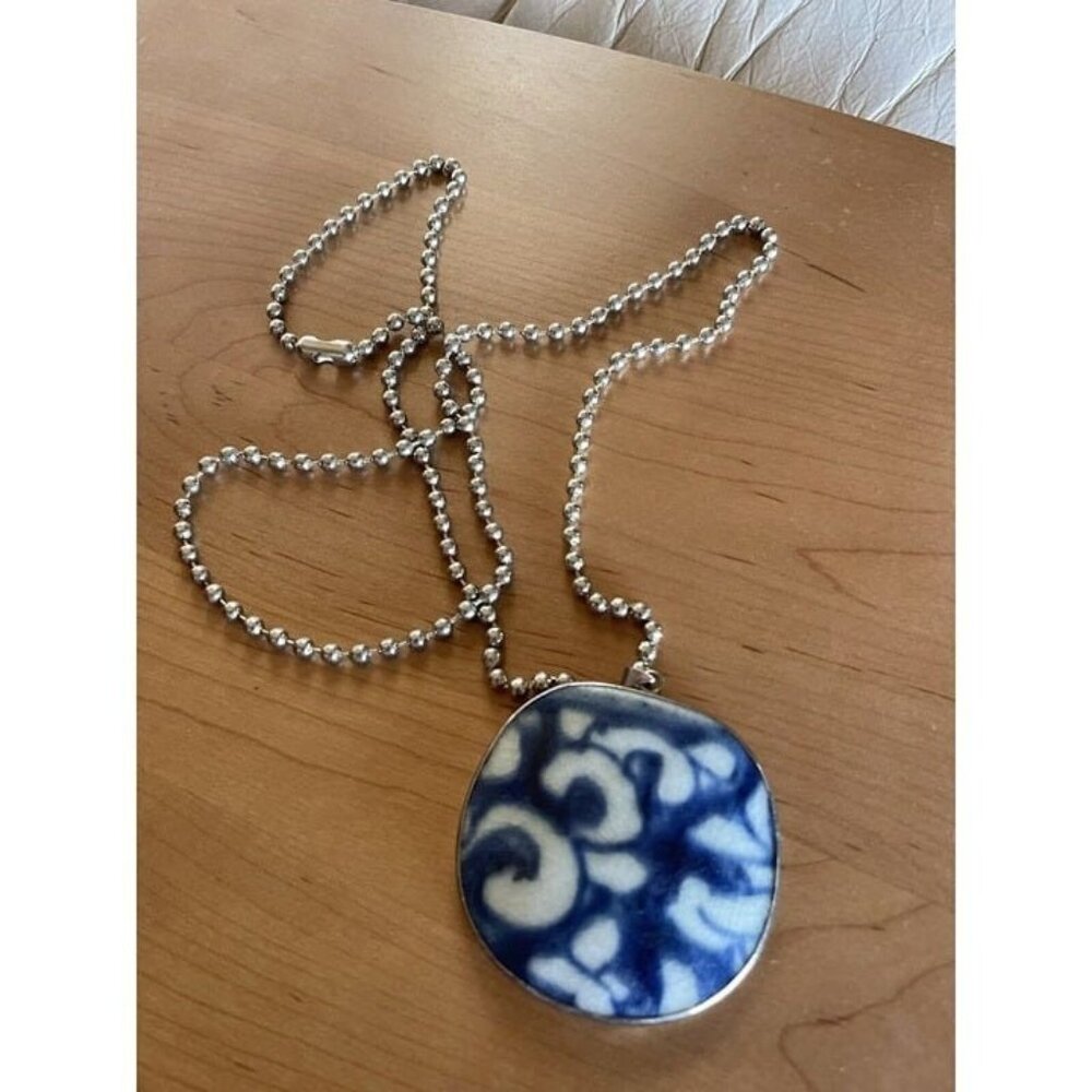 Beautiful Huge  Vintage Sterling Silver 925 White & Blue Shard 23" Artisan